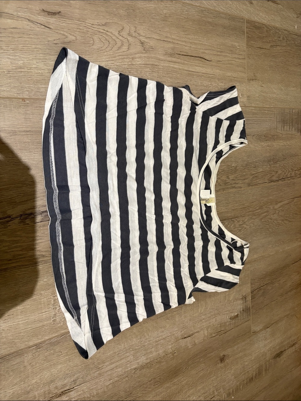 Poema Black and White Striped Crop Top